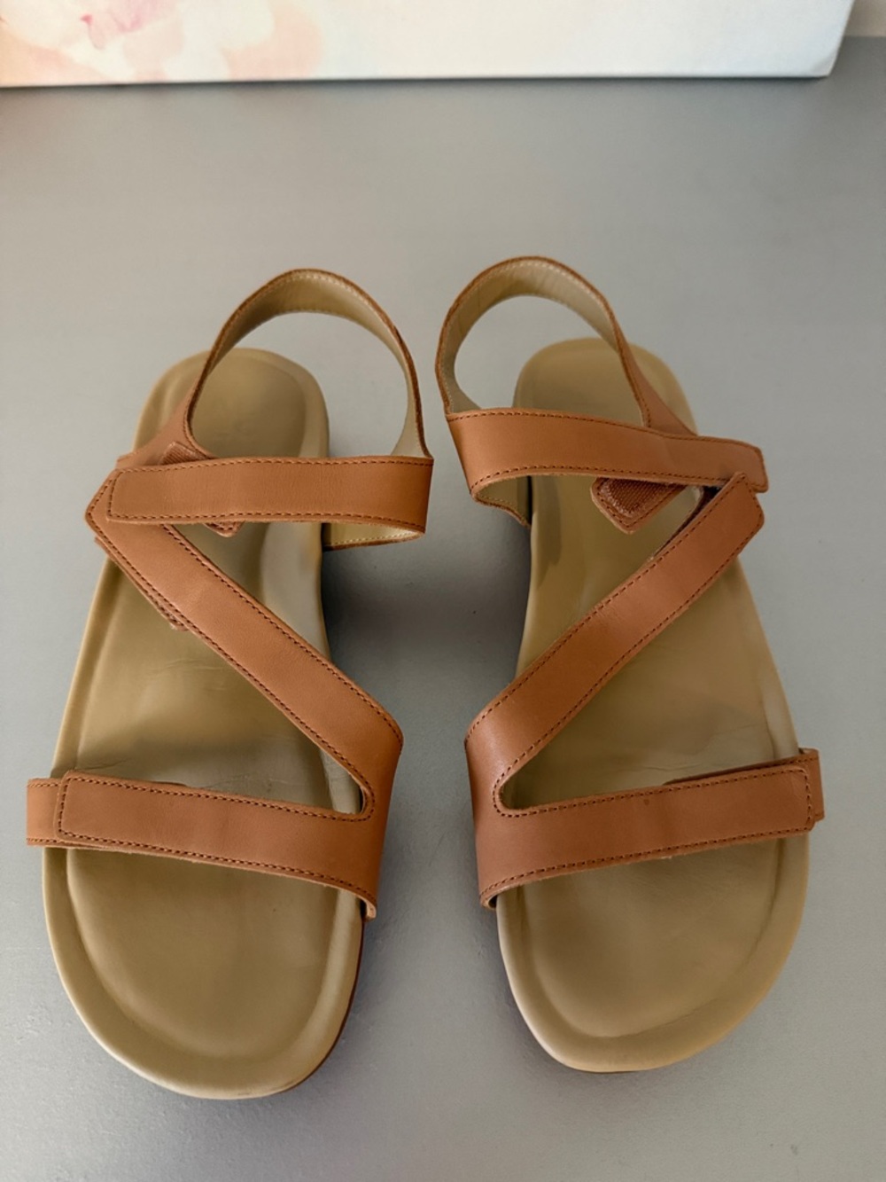 Abeo Tan Leather Strappy Sandals Size 9